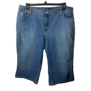 Avenue Jeans Womens 18W Blue Denim Bermuda Shorts Medium Wash Stretch Capris